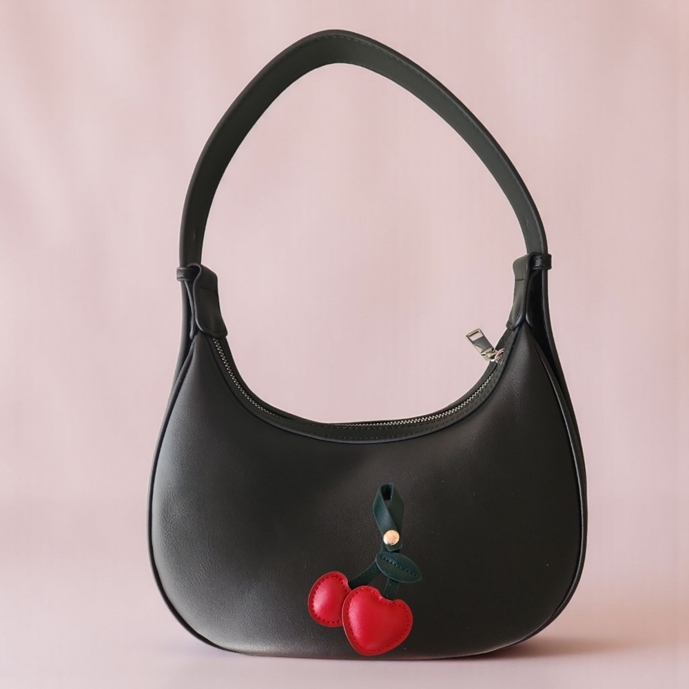 Black Shoulder Bag + Bag Charm | RFID PROTECTION